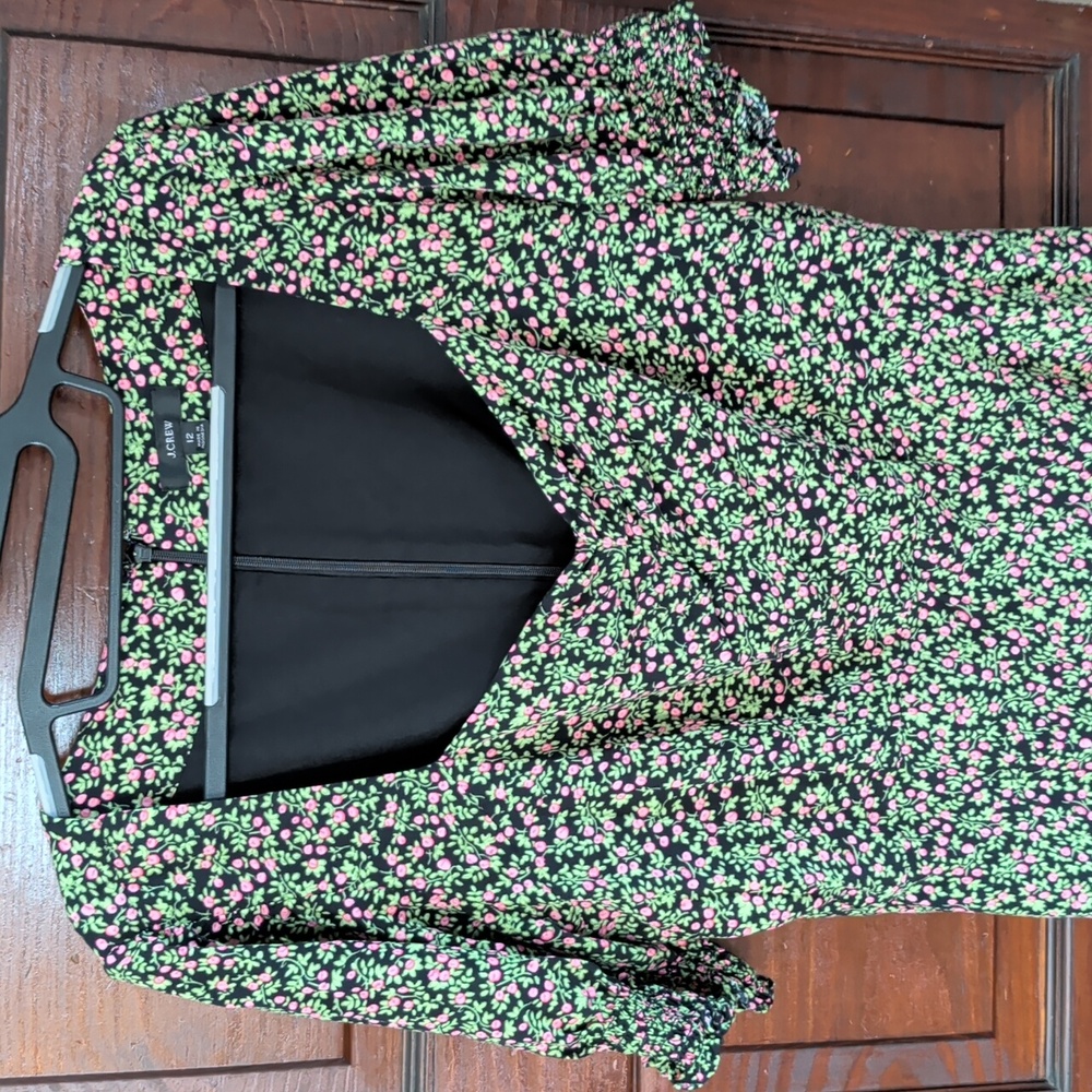J Crew Sweetheart Neckline Floral Smocked Sleeve Midi Dress 12 - Picture 4 of 14